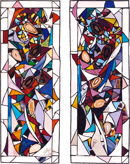 Abstract 1 and 2 stained glass artwork by Jezebel