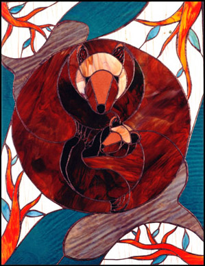 Bear Mother stained glass artwork by Jezebel