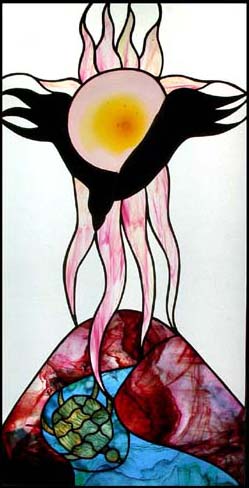 Courage Meets Wisdom stained glass artwork by Jezebel
