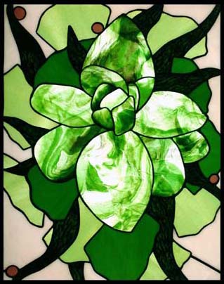 Green Rose stained glass artwork by Jezebel